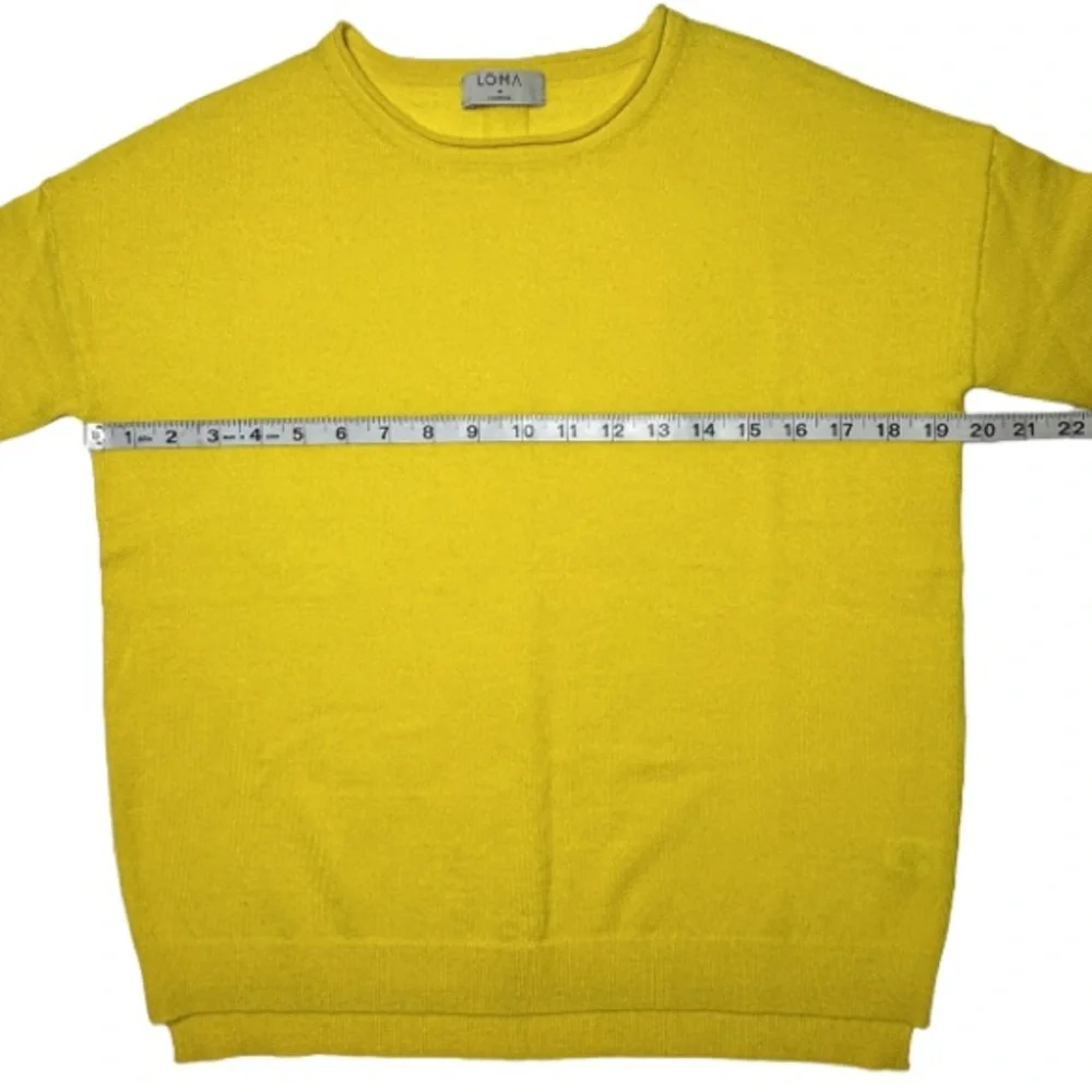 Cashmere LOMA London | Yellow 3/4 Sleeve Pullover Jumper Sweater Shirt Top